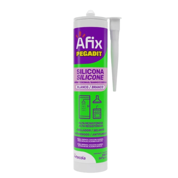 AFIX PEGADIT SILICONA BAÑOS Y COCINA BLANCA 280 ML
